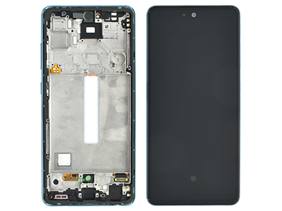 Samsung Galaxy A52 - Service Pack LCD + Touchscreen + Frame + Tasti Laterali Awesome Blue GH82 - 25524B