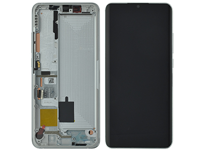 Xiaomi MI Note 10 LCD + Touch Screen + Frame + Tasti Laterali + Lettore ImPronta Glacier White Originale