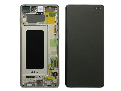 Samsung Galaxy S10 Plus Service Pack LCD + Touchscreen + Altoparlante + Tasti Laterali + Vibrazione Ceramic White GH82 - 18849J