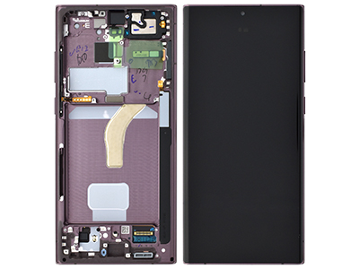 Samsung Galaxy S22 Ultra LCD + Touchscreen + Frame + Tasti Laterali Burgundy GH82 - 27489B