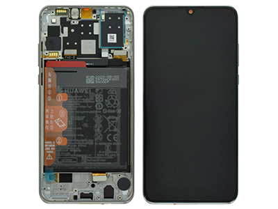 Huawei P30 Lite LCD + Touch + Frame + Batteria + Tasti Laterali Pearl White "Versione Fotocamera 24MP"