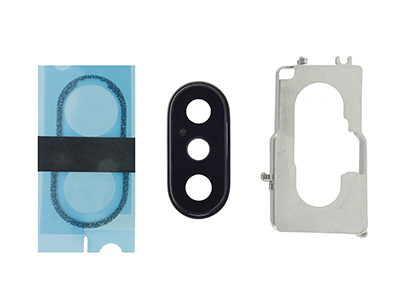 Apple iPhone X Cover Camera + Vetrino + Adesivo + Frame Nero