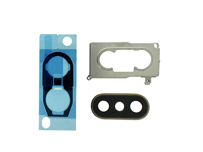 Apple iPhone XS Max Cover Camera + Vetrino + Adesivo + Frame Oro