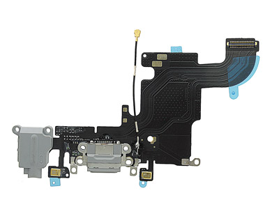 Apple iPhone 6S Flat Cable + Jack Audio + Connettore di Ricarica + Microfono Grigio Scuro (No Logo)