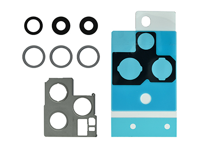 Apple iPhone 12 Pro Cover Camera + Vetrino + Frame + Adesivo Nero Kit 3 Camere Completo