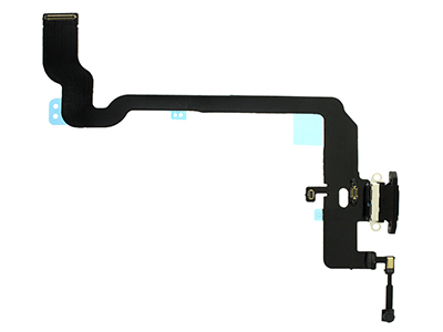 Apple iPhone XS Flat Cable + Connettore di Ricarica + Microfono Nero (No Logo)