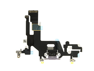 Apple iPhone 11 Flat Cable + Connettore di Ricarica + Microfono Viola No Logo