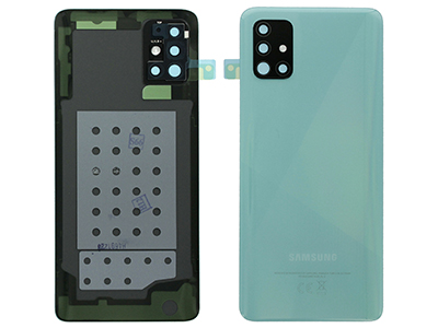 Samsung Galaxy A51 Cover Batteria + Vetrino Camera + Adesivi Blu