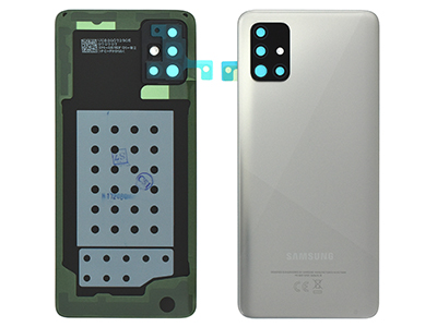 Samsung Galaxy A51 Cover Batteria + Vetrino Camera + Adesivi Silver (ECOSTORE)