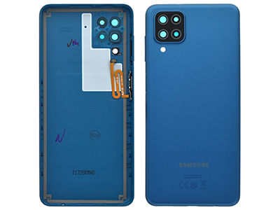 Samsung Galaxy A12 Cover Batteria + Vetrino Camera + Tasti Laterali + Lettore Impronta Blue