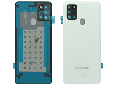 Samsung Galaxy A21 S Cover Batteria + Vetrino Camera + Adesivi Bianco (ECOSTORE)