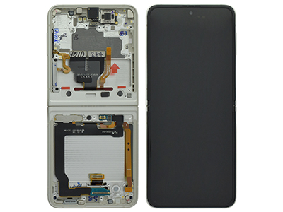 Samsung Galaxy Z Flip 3 LCD + Touchscreen + Frame + Camera Frontale + Altoparlante Cream GH82-26274B (ECOSTORE)