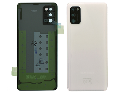 Samsung Galaxy A41 Cover Batteria + Vetrino Camera + Adesivi Bianco (ECOSTORE)