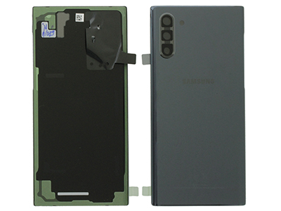 Samsung Note 10 Cover Batteria in vetro + Vetrino Camera + Adesivi Nero (ECOSTORE)