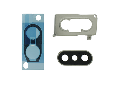 Apple iPhone XS Max Cover Camera + Vetrino + Adesivo + Frame Silver