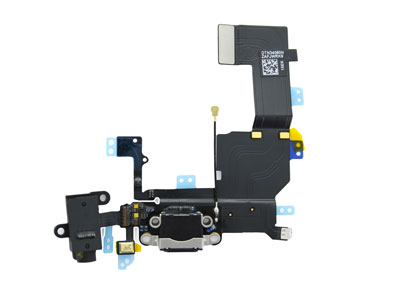 Apple iPhone 5C Flat Cable + Jack Audio + Microfono + Connettore di Ricarica Nero No Logo (ECOSTORE)