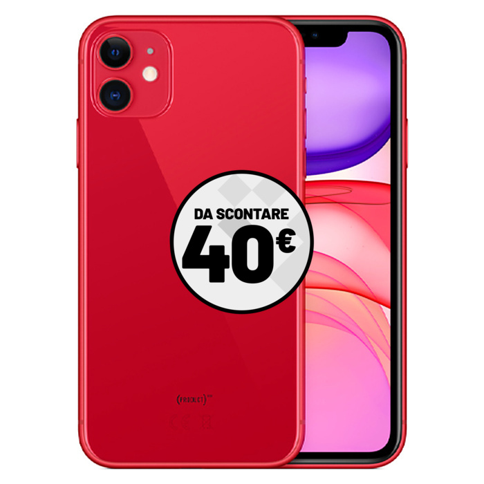 Apple iPhone 11 (64 GB) Rosso - Grado Estetico: Buono Plus - Batteria Nuova