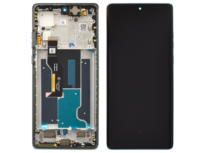 Motorola MOTO EDGE 50 FUSION Lcd + Touch Screen + Frame + Tasti Laterali Marshmallow Blue