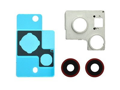 Apple iPhone 13 Cover Camera + Vetrino + Frame + Adesivo Rosso Kit 2 Camere Completo (ECOSTORE)