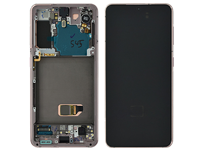 Samsung Galaxy S21 Lcd + Touchscreen + Frame + Tasti Laterali + Vibrazione Phantom Pink