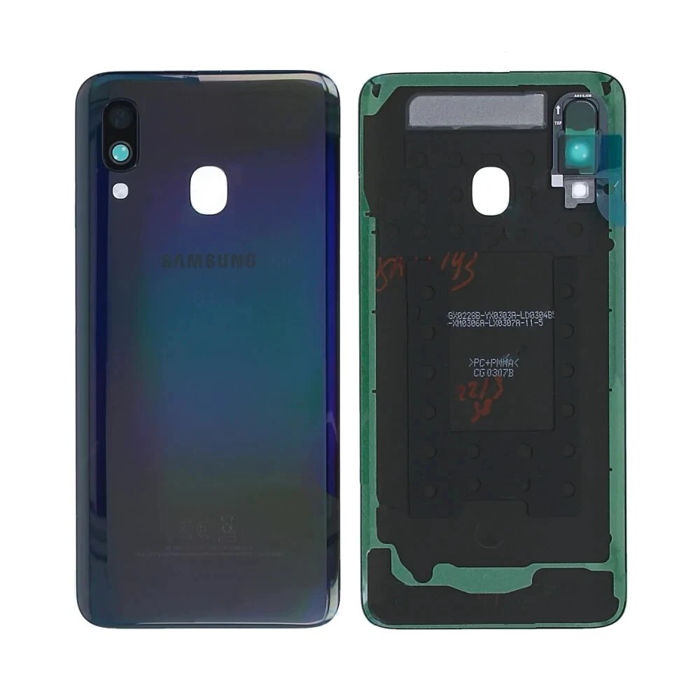 Samsung Galaxy A40 Cover Batteria + Vetrino Camera + Adesivi Nero (ECOSTORE)