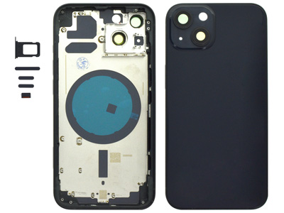 Apple iPhone 13 Frame + Tasti Laterali + Sportellino Sim + Back Cover Magnetica + Vetrino NO LOGO Black (ECOSTORE)