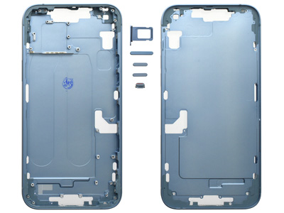 Apple iPhone 14 Plus Frame in metallo + Tasti Laterali + Sportellino Sim Blue