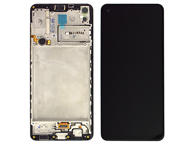 Samsung Galaxy A21S Service Pack LCD + Touchscreen + Frame + Altoparlante + Vibrazione - Nero GH82 - 23089A