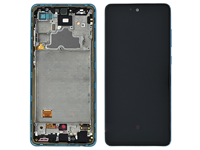 Samsung Galaxy A72 Service Pack LCD + Touchscreen + Frame + Batteria + Tasti Laterali Awesome Blu GH82 - 25460B