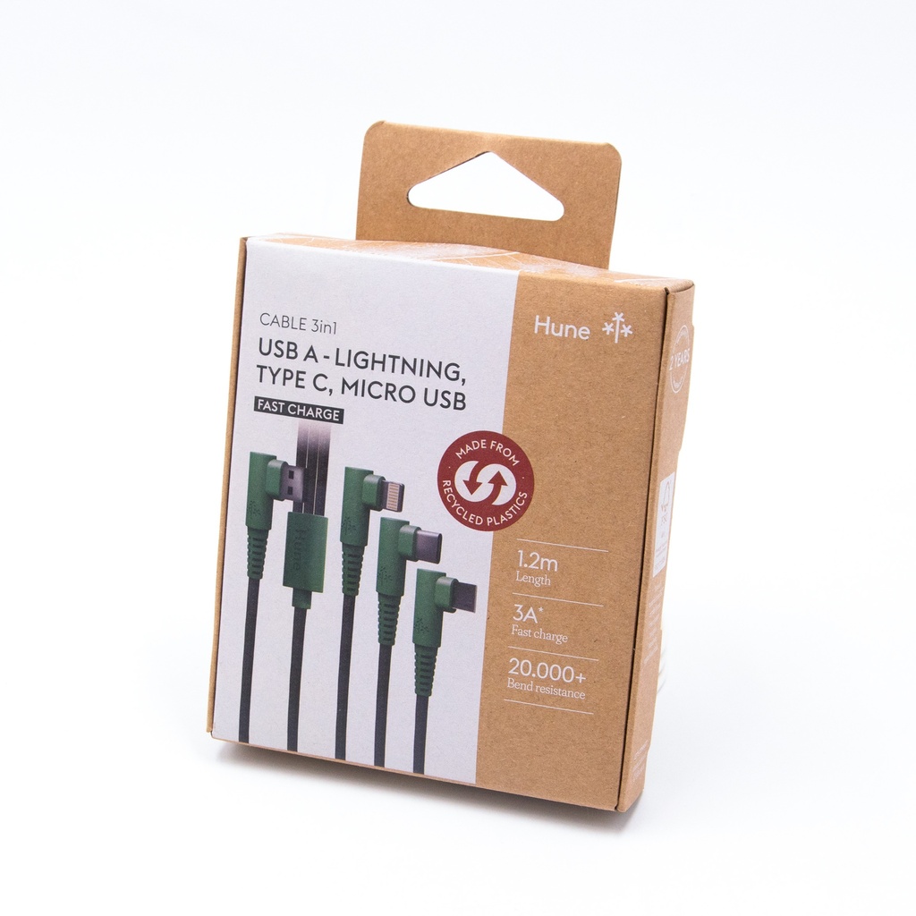 Cavo Hune USB 3in1 in tessuto 1.2 metri