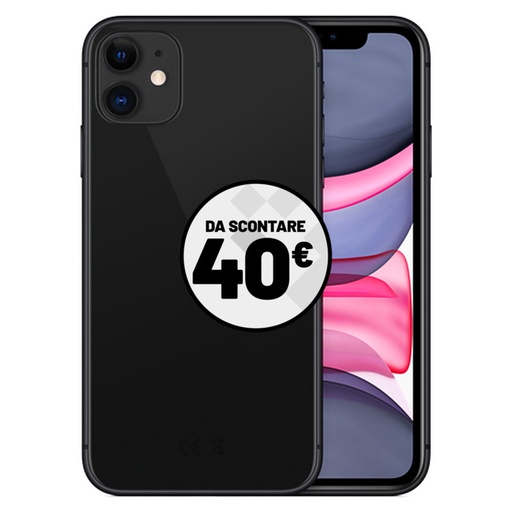 [APPIP1164NR21] Apple iPhone 11 (64 GB) Nero - Grado Estetico: Ottimo - Batteria Nuova