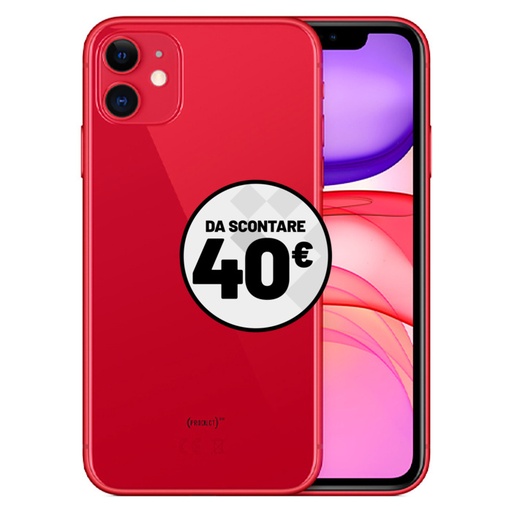 [APPIP1164RSS21] Apple iPhone 11 (64 GB) Rosso - Grado Estetico: Ottimo - Batteria Nuova