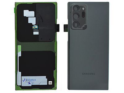 [SGN20UBCNO] Samsung Galaxy Note 20 Ultra Cover Batteria in vetro + Vetrino Camera + Adesivi + Microfono Mystic Black