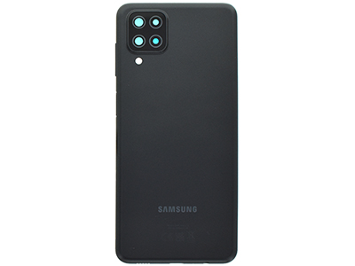 [SGA127BCNO] Samsung A12 Cover Batteria + Vetrino Camera + Tasti Laterali + Lettore Impronta Black