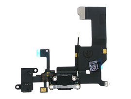[IP0005CRNC] Apple iPhone 5 Flat Cable + Jack Audio + Microfono + Connettore di Ricarica Nero