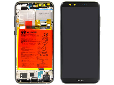 [HN009LDSON] Honor Honor 9 Lite Service Pack LCD + Touchscreen + Frame + Batteria + Tasti Lat. + Altoparlante + Vibrazione Nero - 02351SNN