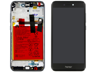 [HN008LDSON] Honor Honor 8 Lite Service Pack LCD + Touchscreen + Frame + Batteria + Tasti Lat. + Altoparlante Nero - 02351UYD